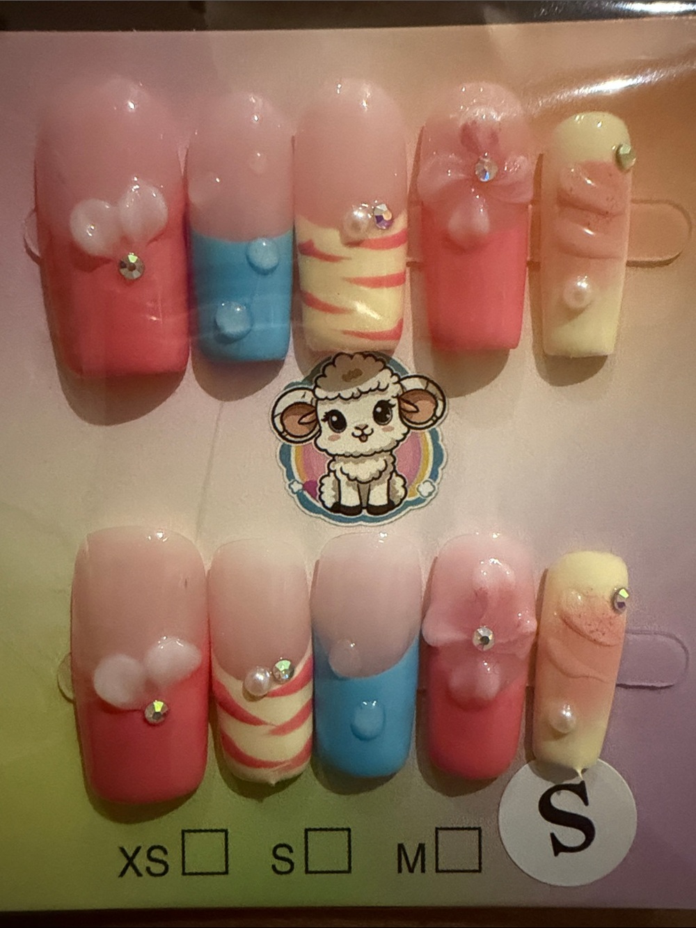 Pastel animal print handmade acrylic press on nail